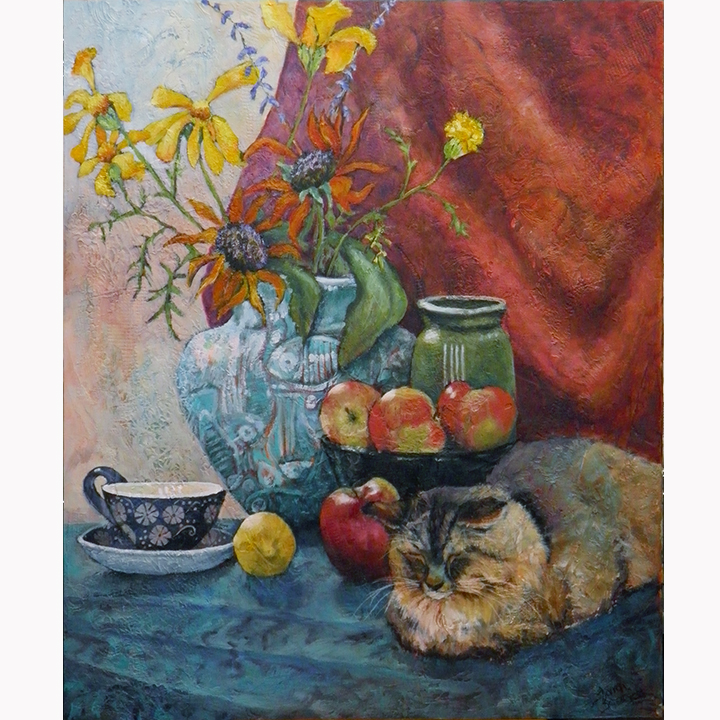 Cat Nap at Tea Time ©Sharron Schoenfeld